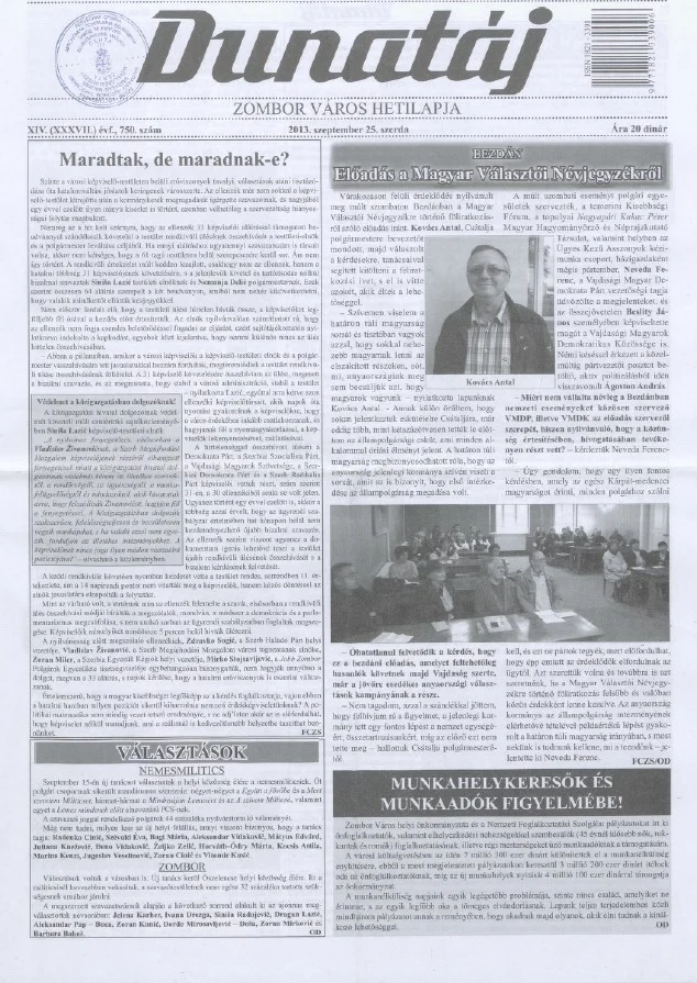 Dunatáj, 15. évf. 2013. szeptember 25. 750. sz.