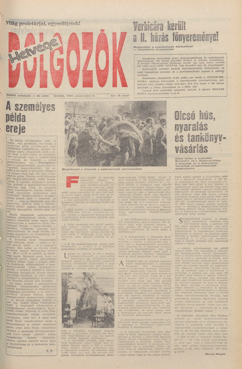 Dolgozók, 38. évf. 1984. szeptember 6. 36. sz.