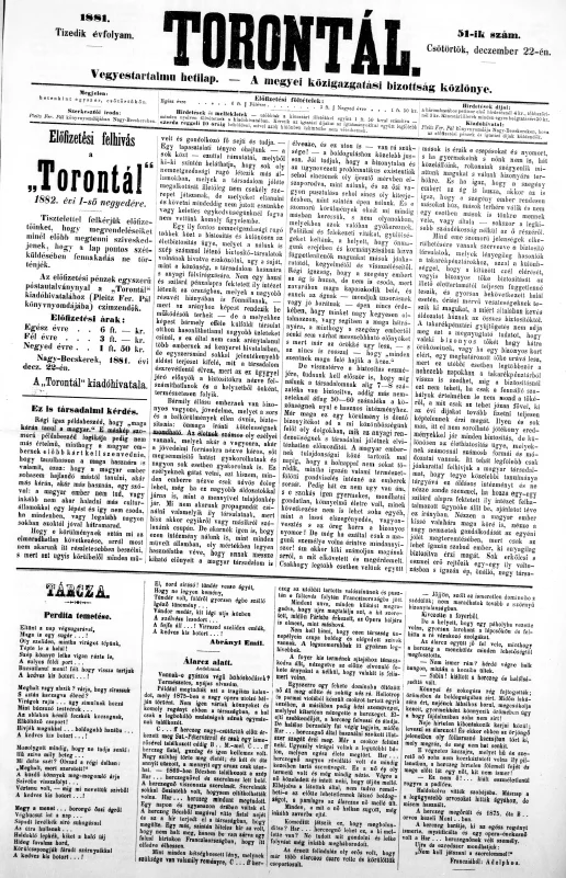 Torontál, 10. évf. 1881. december 22. 51. sz.