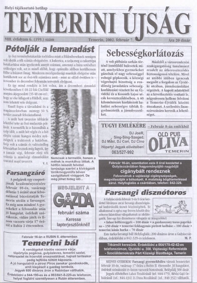 Temerini Újság, 8. évf. 2002. február 7. 6. sz.