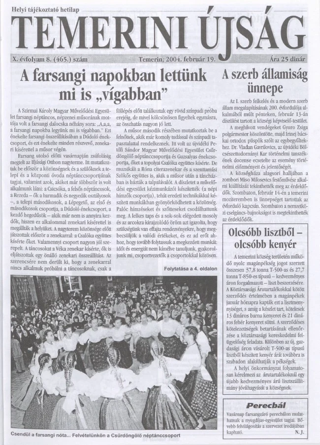 Temerini Újság, 10. évf. 2004. február 19. 8. sz.