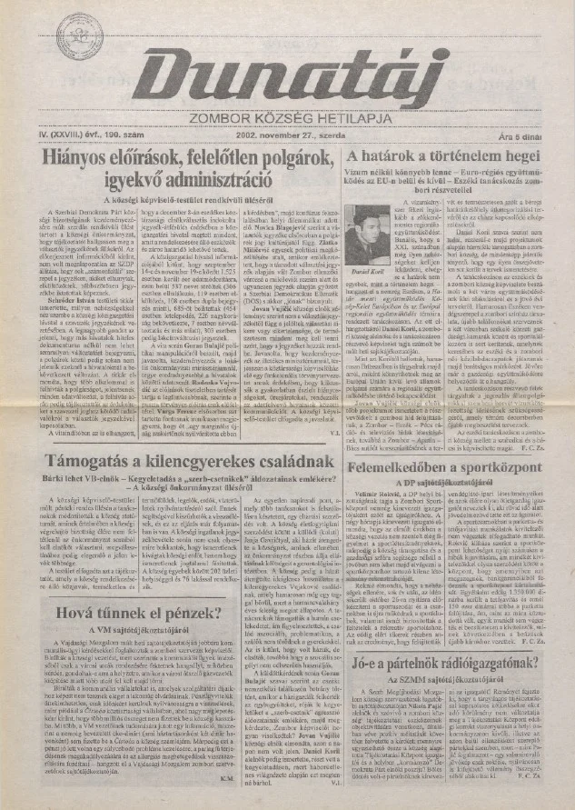 Dunatáj, 4. évf. 2002. november 27. 190. sz.