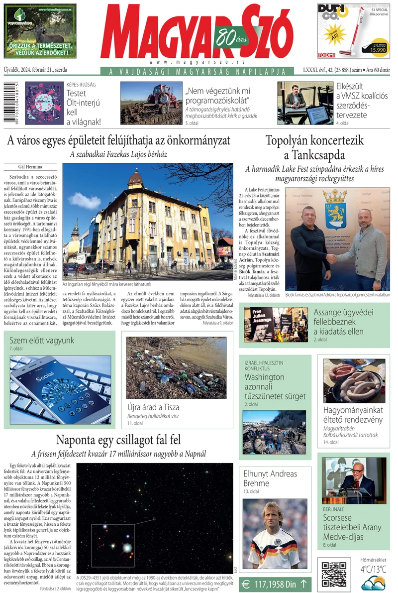 Magyar Szó, 81. évf. 2024. február 21. 42. sz. 1–16. oldal