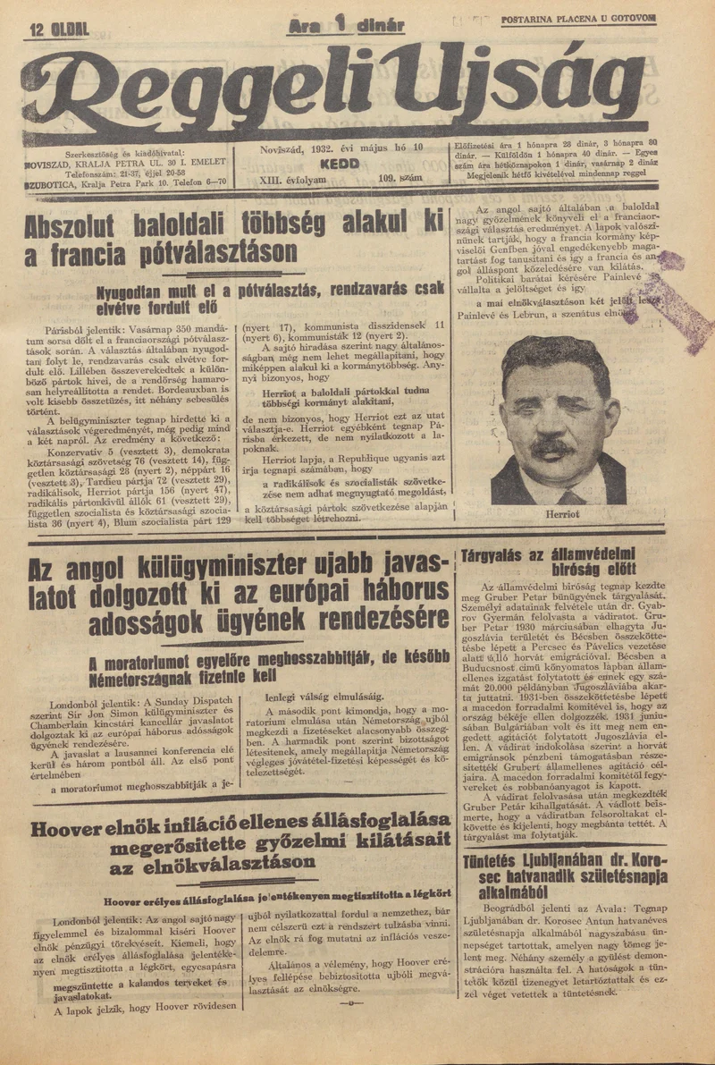 Reggeli Újság, 13. évf. 1932. május 10. 109. sz.