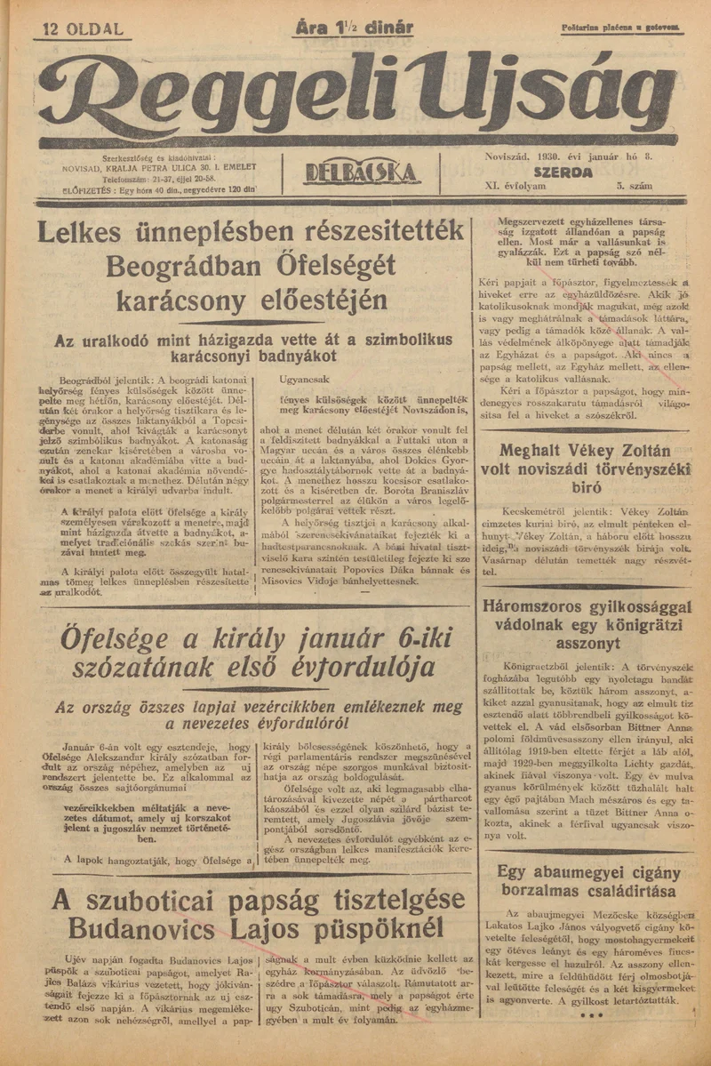 Reggeli Újság, 11. évf. 1930. január 8. 5. sz.