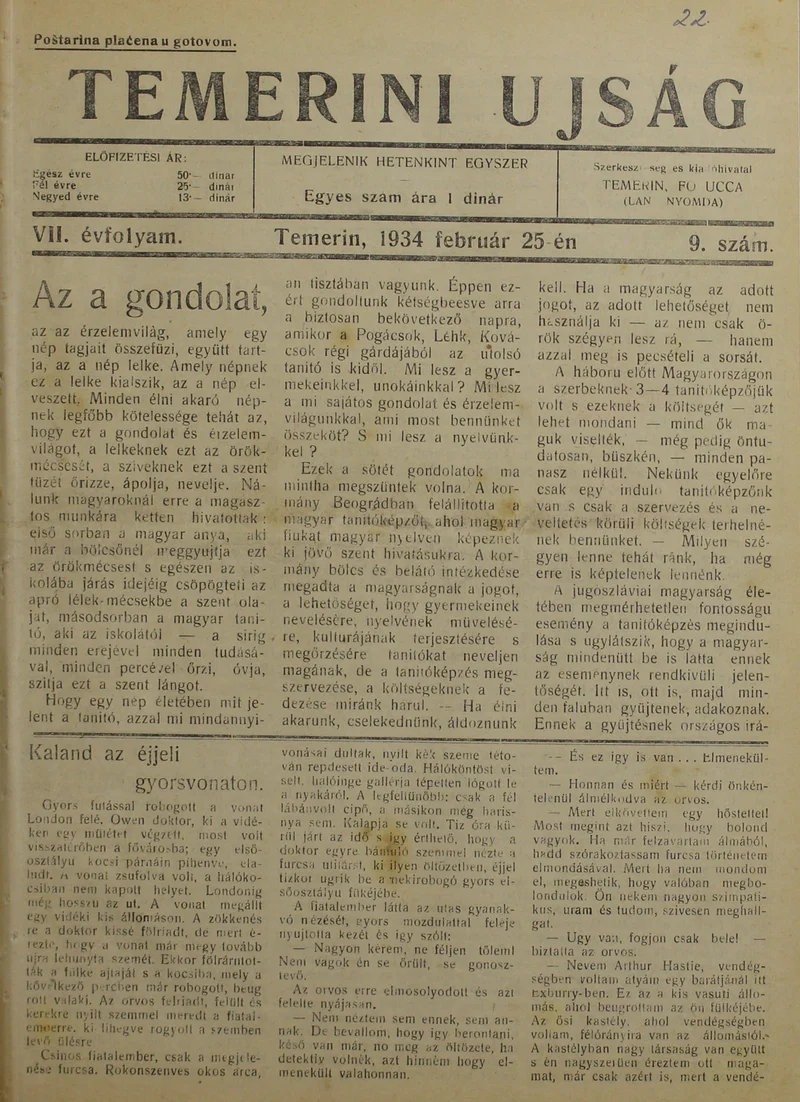 Temerini Újság 1928-1944, 7. évf. 1934. február 25. 9. sz.