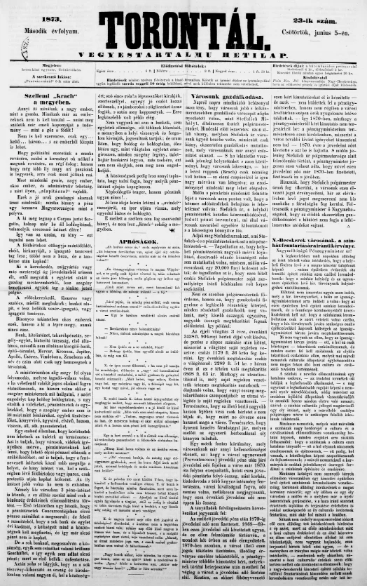 Torontál, 2. évf. 1873. június 5. 23. sz.