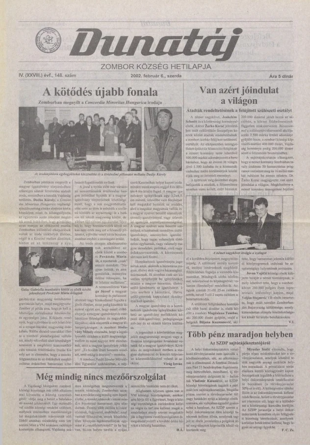 Dunatáj, 4. évf. 2002. február 6. 148. sz.
