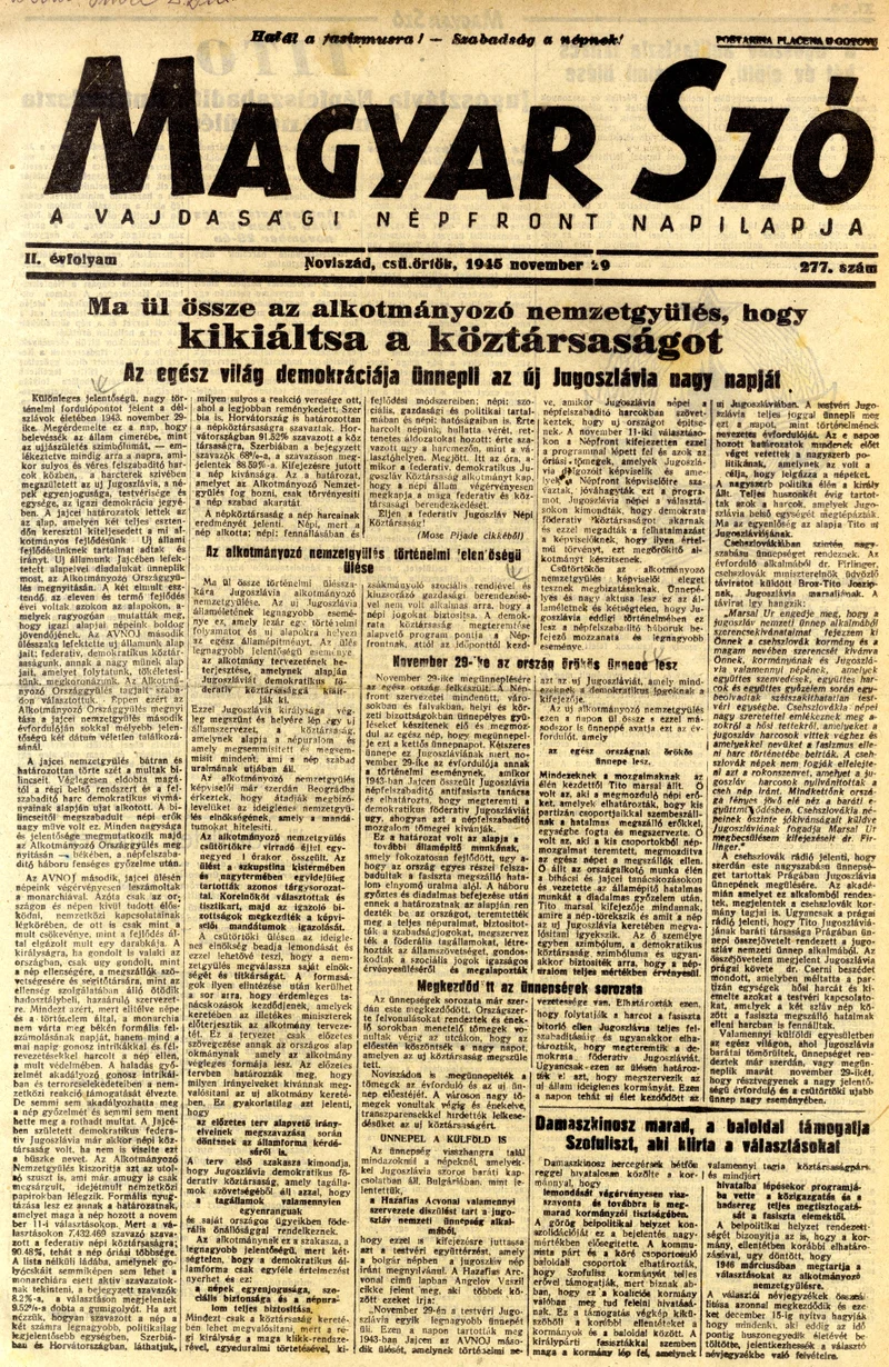 Magyar Szó, 2. évf. 1945. november 29. 277. sz. 1–4. oldal