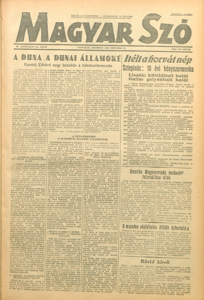 Magyar Szó, 3. évf. 1946. október 12. 243. sz. 1–4. oldal