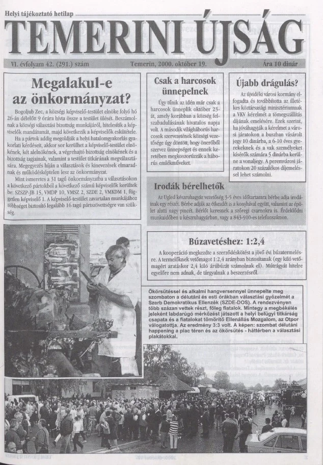 Temerini Újság, 6. évf. 2000. október 19. 42. sz.