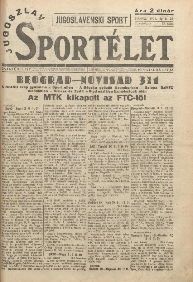 Jugoszláv sportélet, 2. évf. 1923. április 23. 13. sz.