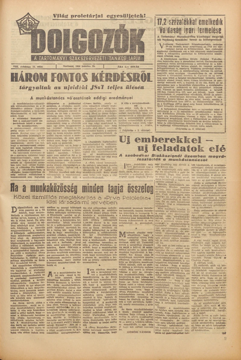Dolgozók, 8. évf. 1954. március 23. 13. sz.