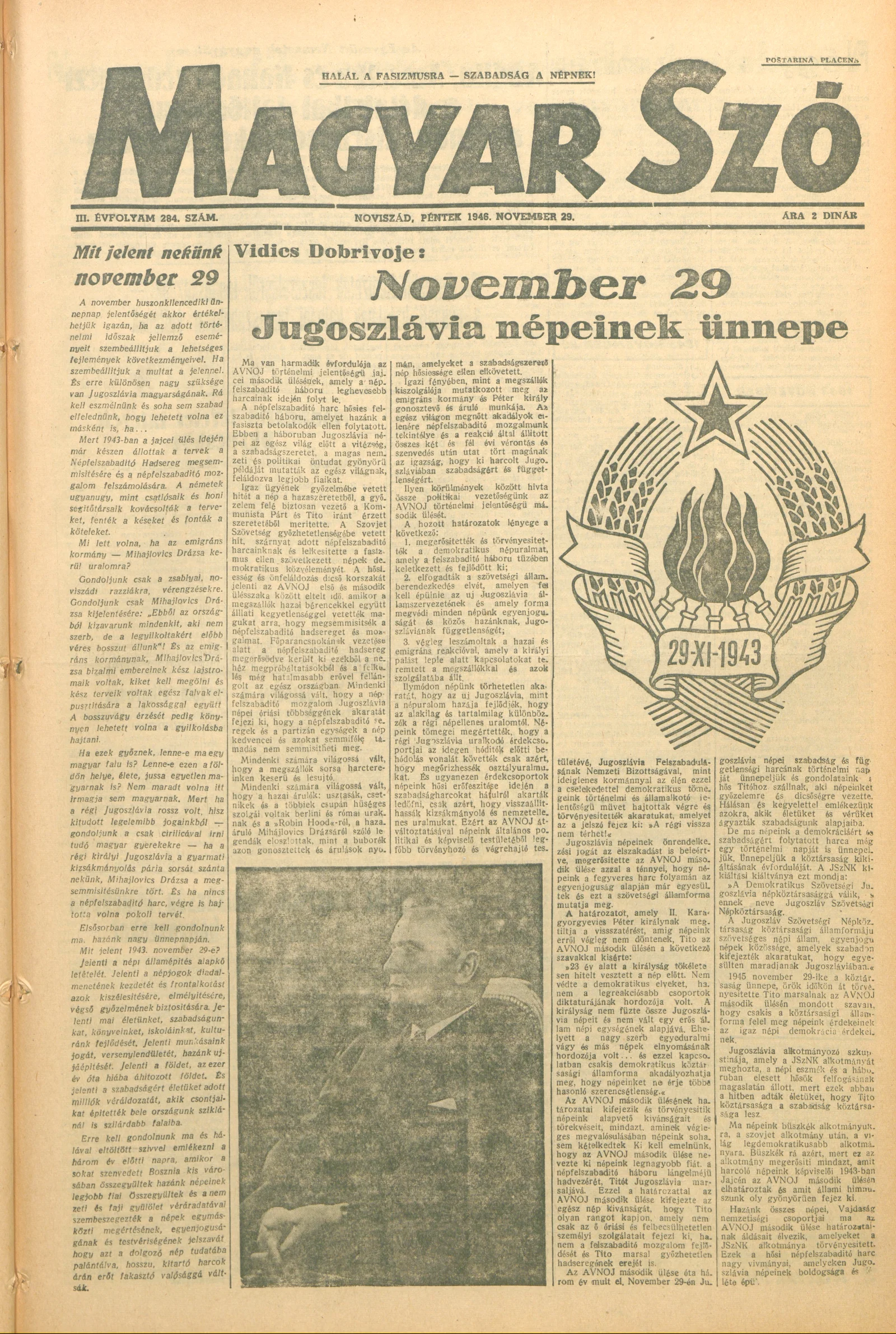 Magyar Szó, 3. évf. 1946. november 29. 284. sz. 1–6. oldal