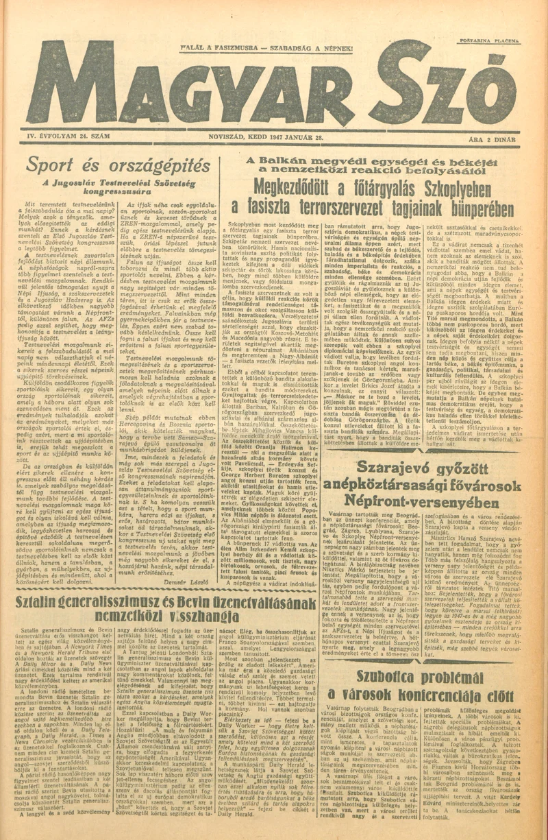 Magyar Szó, 4. évf. 1947. január 28. 24. sz. 1–6. oldal