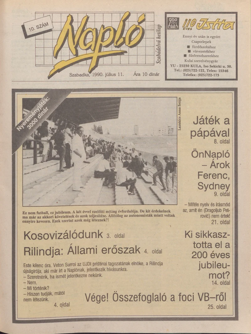 Napló - Szabadelvű hetilap, 1. évf. 1990. július 11. 10. sz.