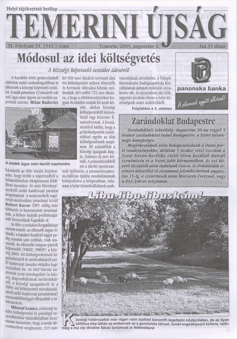 Temerini Újság, 11. évf. 2005. augusztus 4. 31. sz.