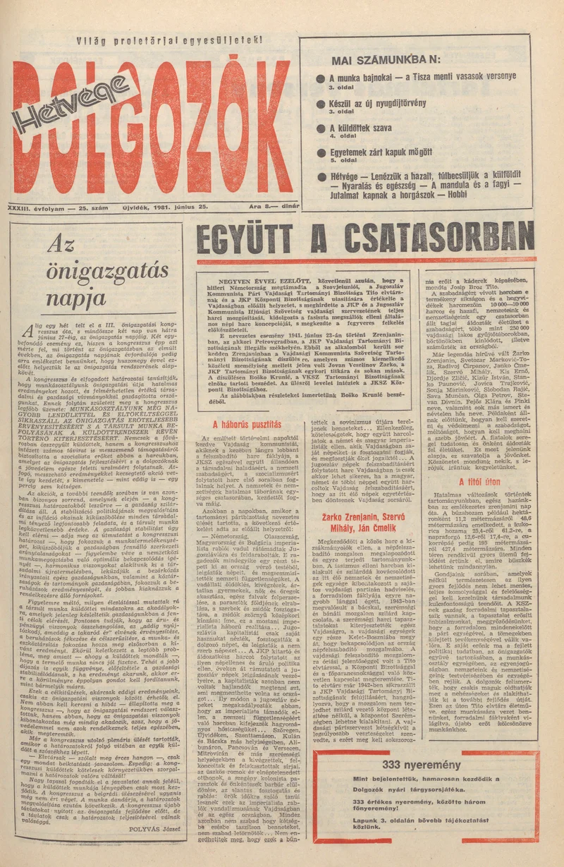 Dolgozók, 35. évf. 1981. június 25. 25. sz.