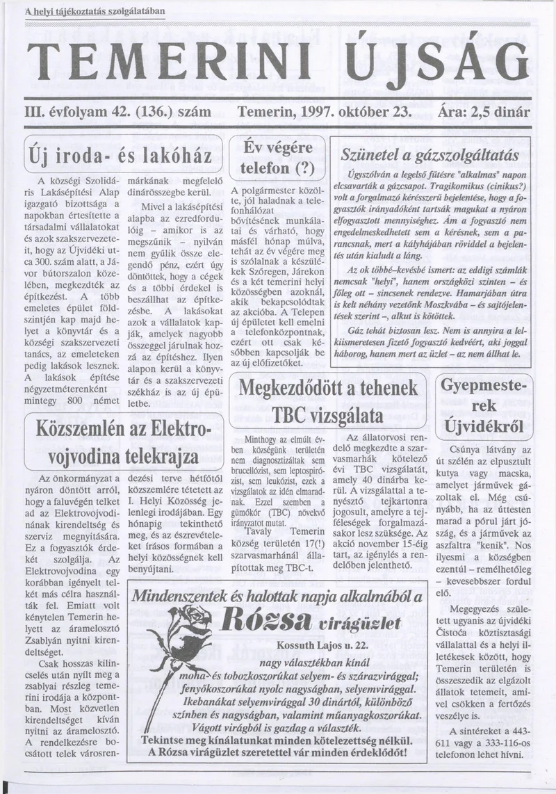 Temerini Újság, 3. évf. 1997. október 23. 42. sz.