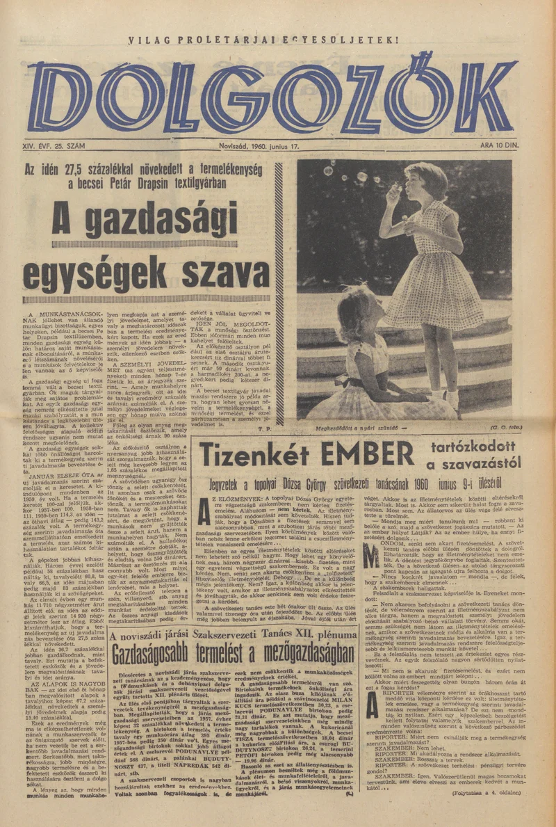 Dolgozók, 14. évf. 1960. június 17. 25. sz.