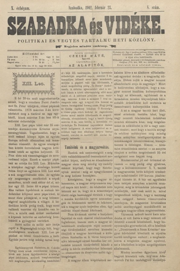 Szabadka és vidéke II, 10. évf. 1902. február 23. 8. sz.
