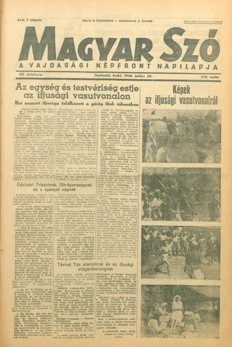 Magyar Szó, 3. évf. 1946. július 23. 173. sz. 1–8. oldal