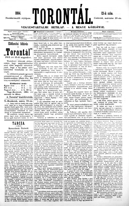 Torontál, 13. évf. 1884. március 20. 12. sz.