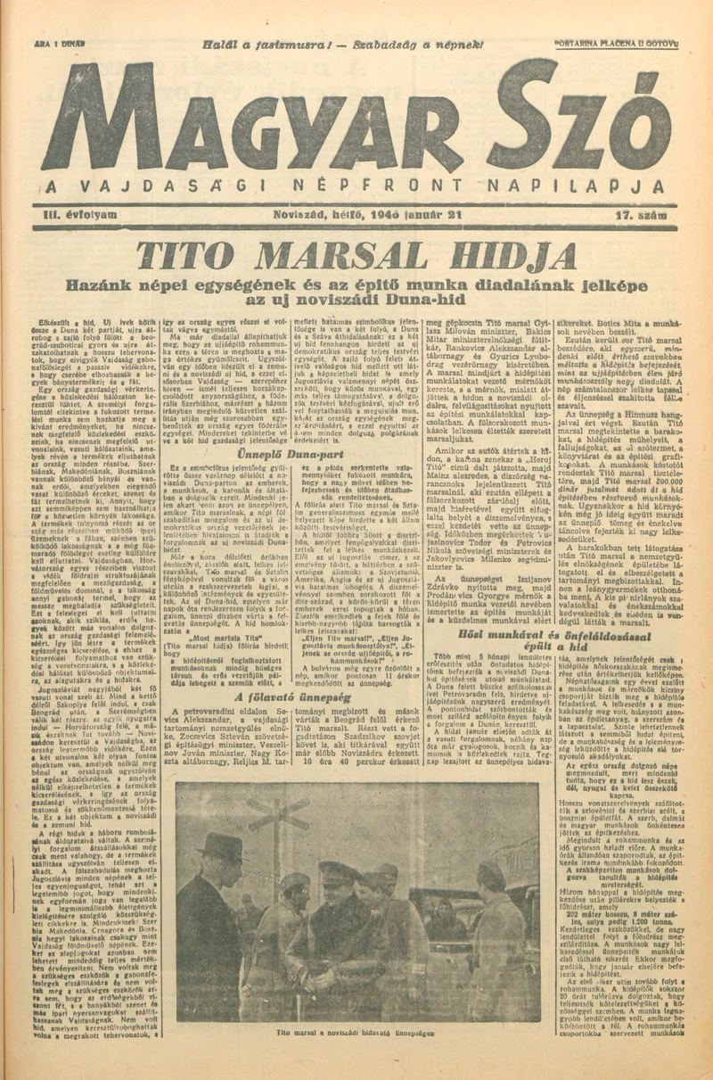 Magyar Szó, 3. évf. 1946. január 21. 17. sz. 1–6. oldal