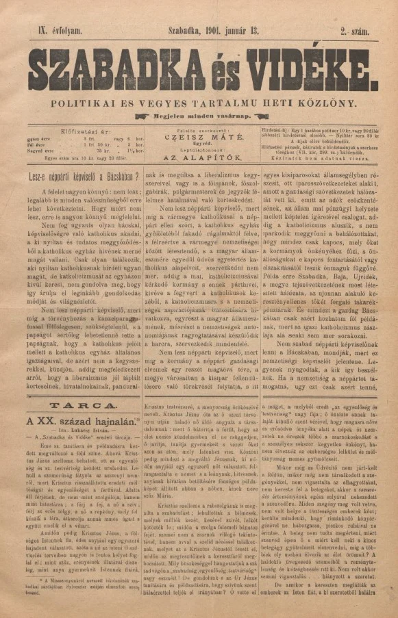 Szabadka és vidéke II, 9. évf. 1901. január 13. 2. sz.