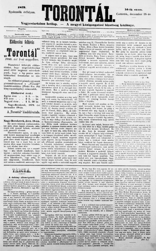Torontál, 8. évf. 1879. december 18. 51. sz.