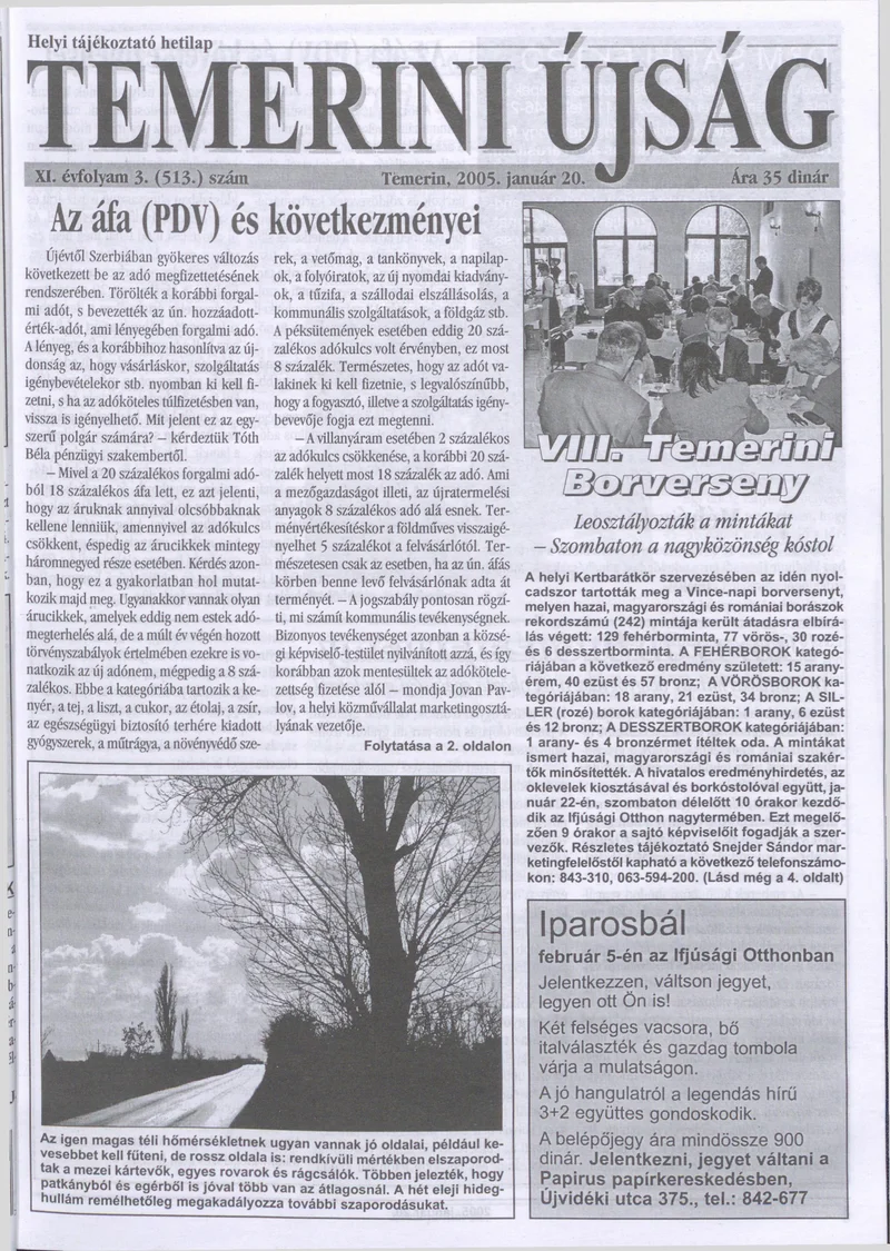 Temerini Újság, 11. évf. 2005. január 20. 3. sz.