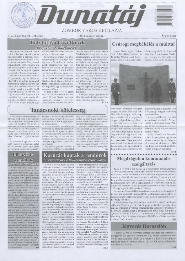 Dunatáj, 15. évf. 2013. július 3. 740. sz.