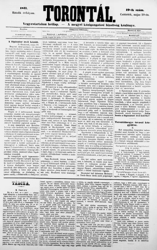 Torontál, 6. évf. 1877. május 10. 19. sz.