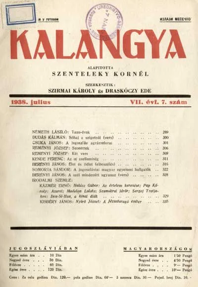 Kalangya, 7. évf. 1938. július. 7. sz. 289–336. oldal