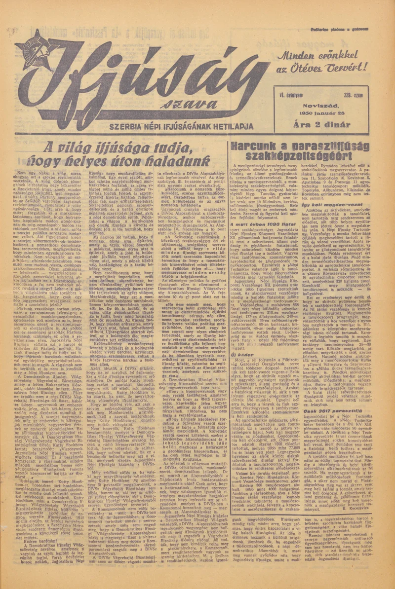 Ifjúság Szava, 6. évf. 1950. január 28. 229. sz.