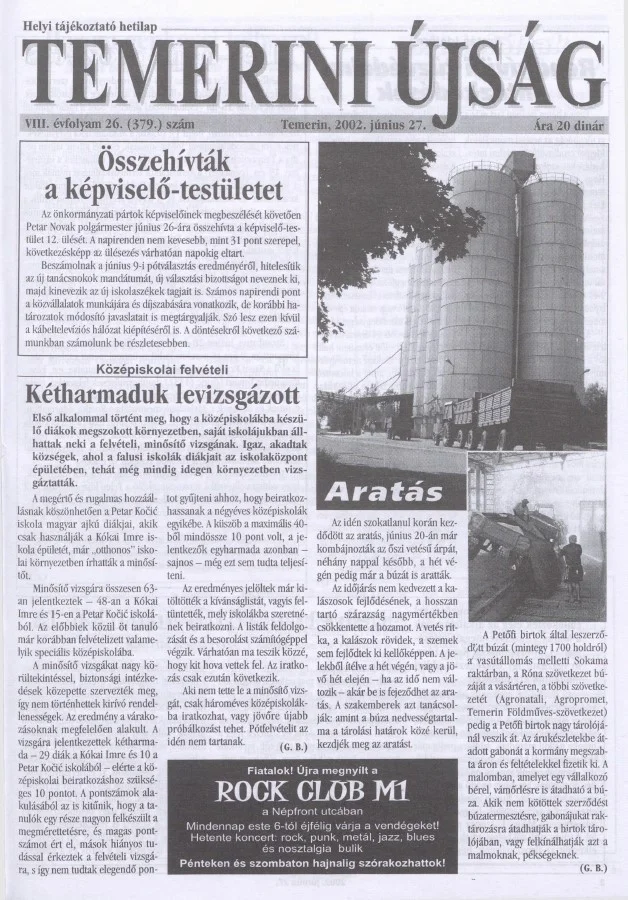 Temerini Újság, 8. évf. 2002. június 27. 26. sz.
