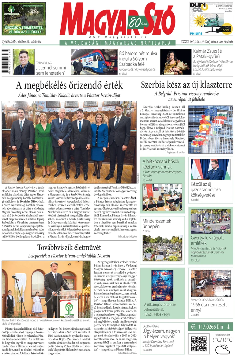 Magyar Szó, 81. évf. 2024. október 31. 254. sz. 1–20. oldal