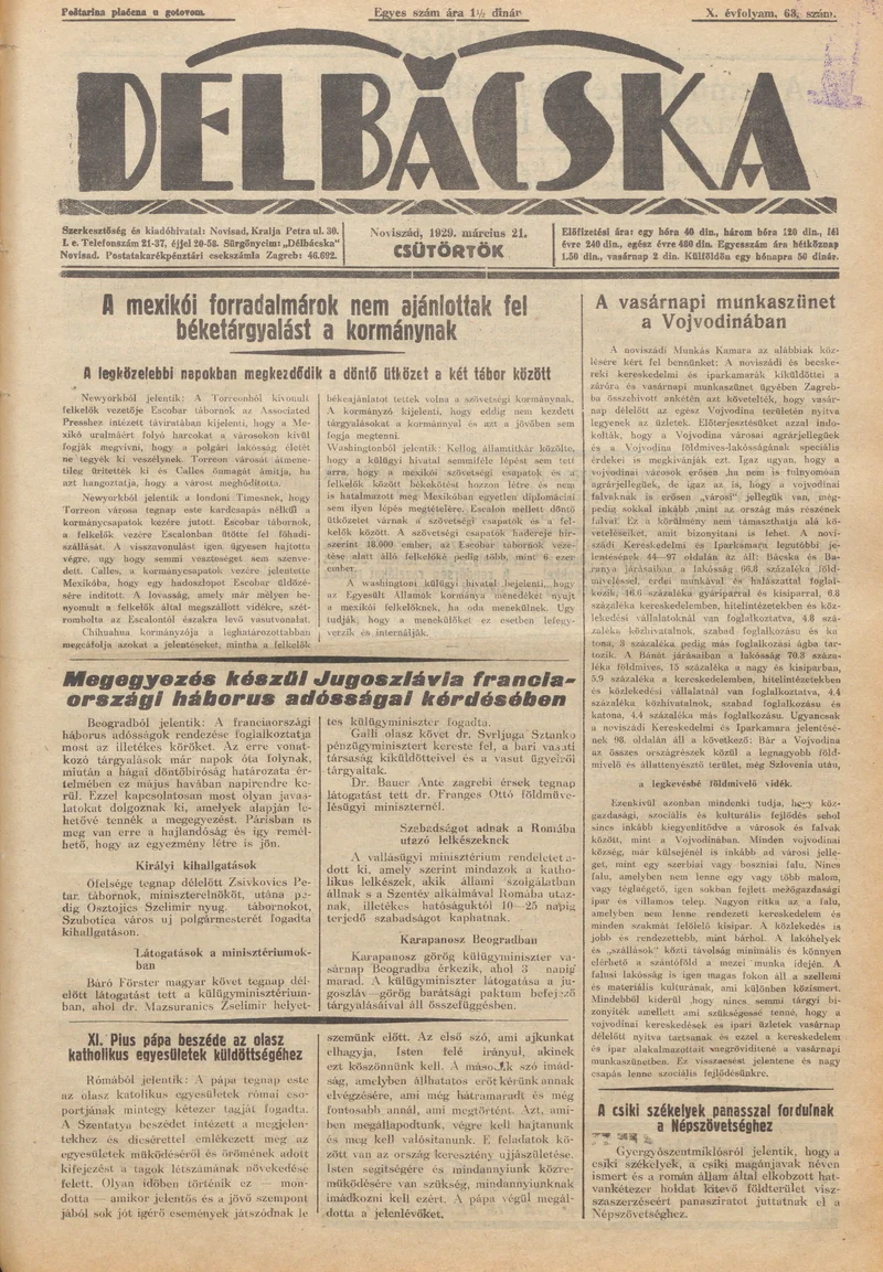 Délbácska, 10. évf. 1929. március 21. 68. sz.