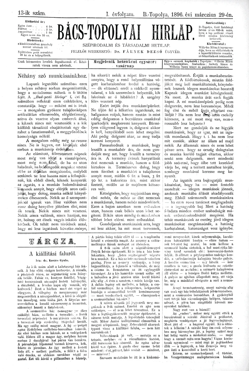 Bács-Topolyai Hirlap, 1. évf. 1896. március 29. 13. sz.