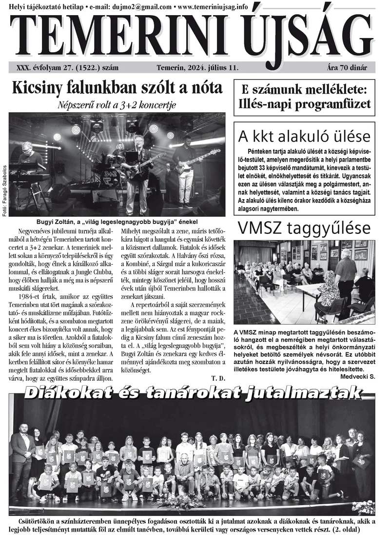 Temerini Újság, 30. évf. 2024. július 11. 27. sz.