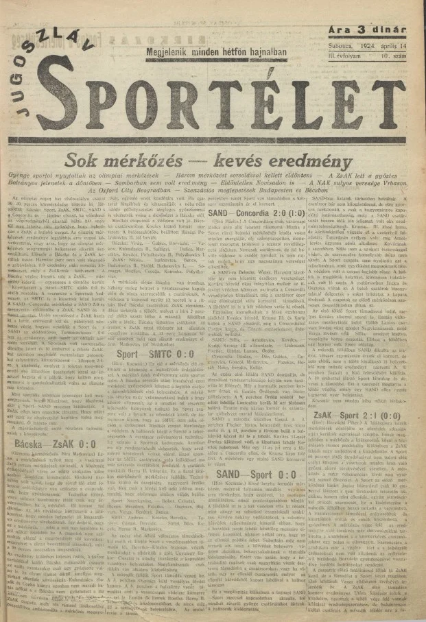 Jugoszláv sportélet, 3. évf. 1924. április 14. 10. sz.