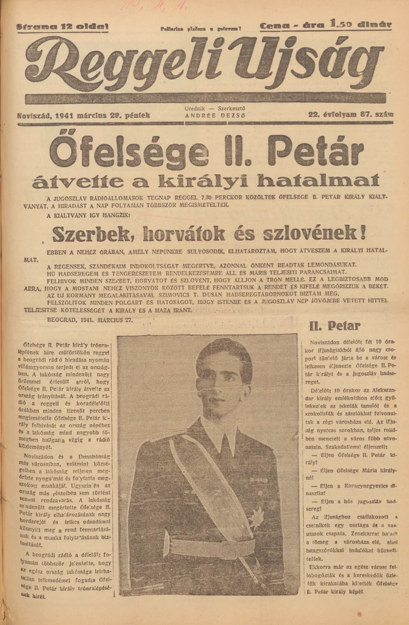 Reggeli Újság, 22. évf. 1941. március 28. 87. sz.