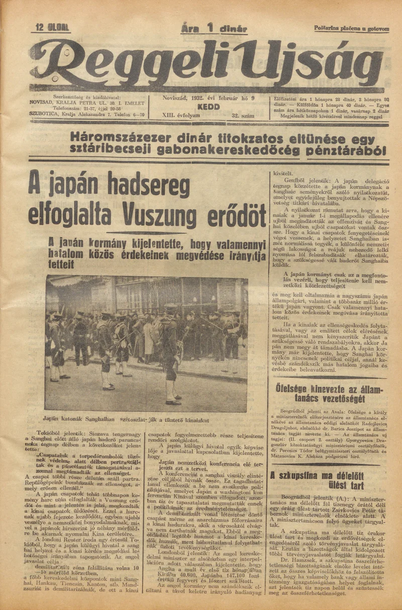 Reggeli Újság, 13. évf. 1932. február 9. 32. sz.