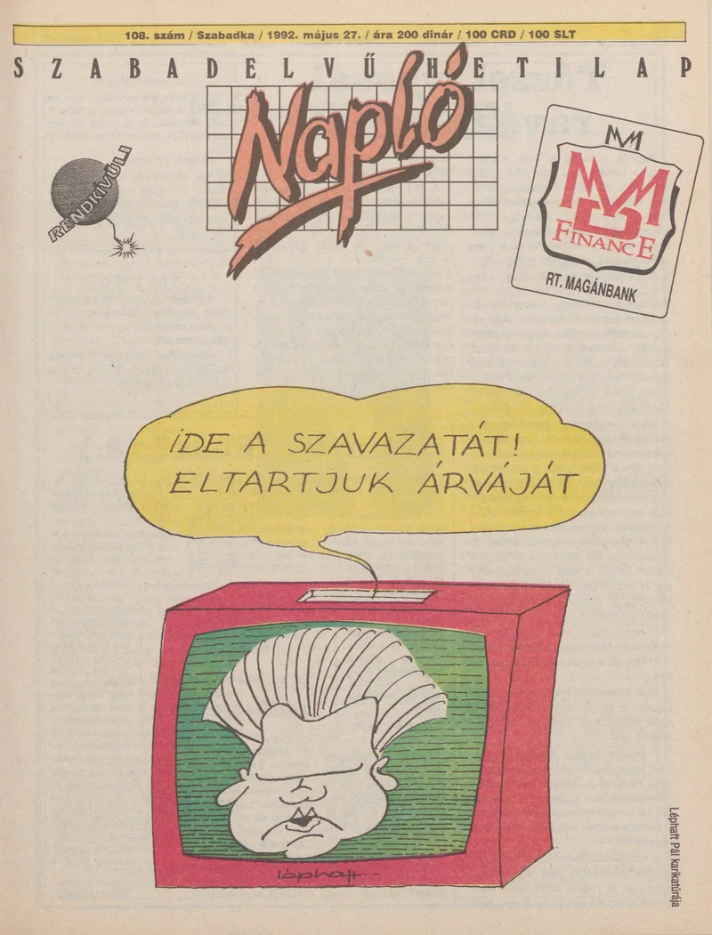 Napló - Szabadelvű hetilap, 3. évf. 1992. május 27. 108. sz.
