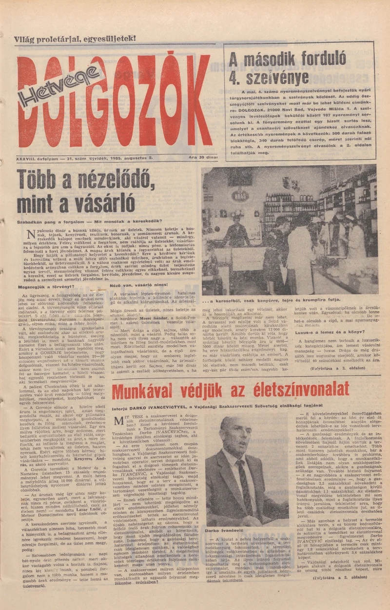 Dolgozók, 39. évf. 1985. augusztus 8. 31. sz.