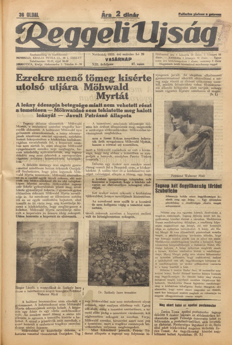 Reggeli Újság, 13. évf. 1932. március 20. 67. sz.