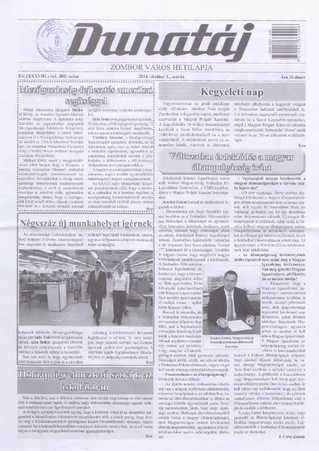 Dunatáj, 16. évf. 2014. október 1. 800. sz.