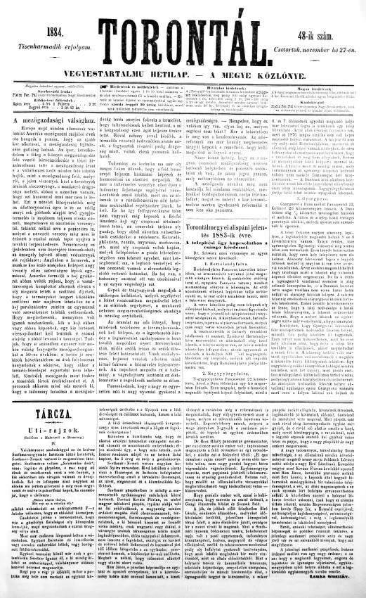 Torontál, 13. évf. 1884. november 27. 48. sz.