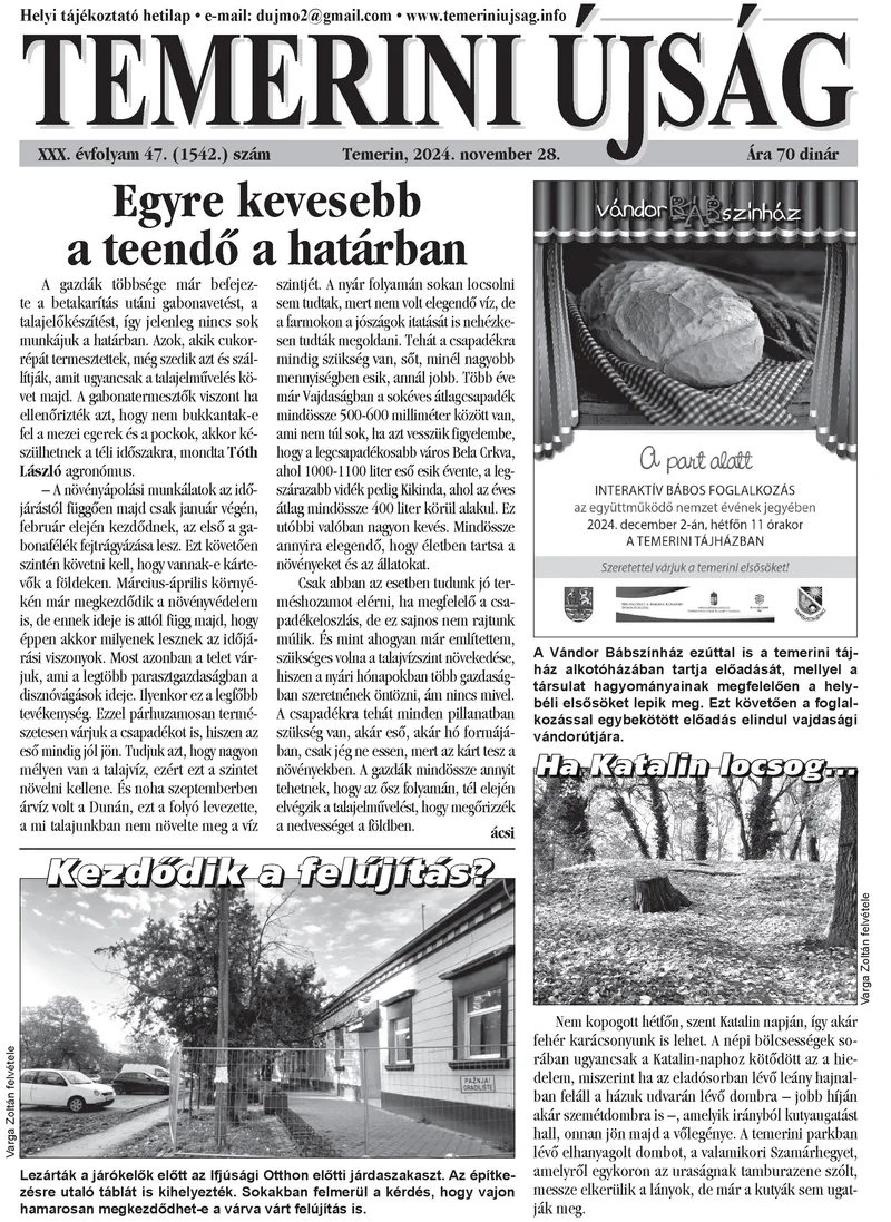 Temerini Újság, 30. évf. 2024. november 28. 47. sz.