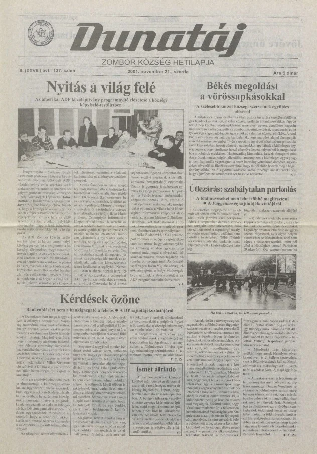 Dunatáj, 3. évf. 2001. november 21. 137. sz.